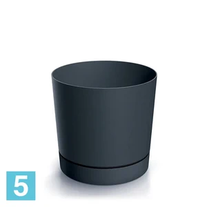 Кашпо Prosperplast TUBO P с поддоном, антрацит 39-d, 37,5-h