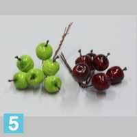 Яблоки искусственные, d-2 см., ассорти, 36 шт, на проволоке, зелено-бордовое