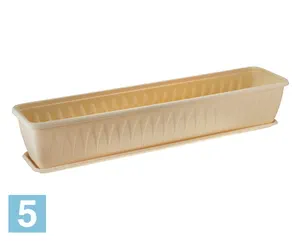 Балконный ящик IDEA АЛИЦИЯ с поддоном, белая глина 80-l, 18,5-w, 15,5-h