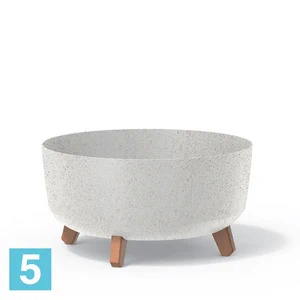 Кашпо Prosperplast GRACIA Low ECO Wood, белое 38-d, 19,5-h