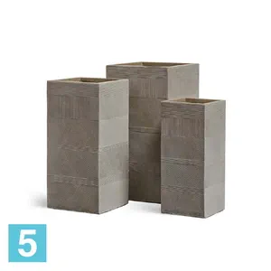 Кашпо TREEZ ERGO Graphics Высокий куб, капучино 26-l, 26-w, 64-h