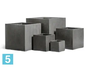 Кашпо TREEZ Effectory Beton Куб, тёмно-серый бетон 60-l, 60-w, 60-h