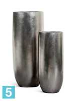 Кашпо TREEZ Effectory Metal Высокий округлый конус, стальное серебро 31-d, 72-h