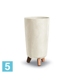 Кашпо Prosperplast GRACIA Tubus Slim Beton Effect, кремовое 19,5-d, 36,5-h