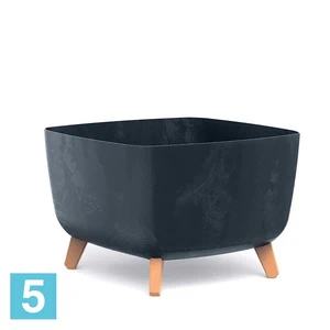 Кашпо Prosperplast GRACIA Square Beton Effect, антрацит 39-l, 39-w, 27-h