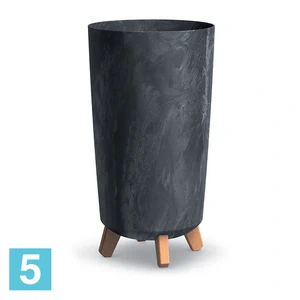 Кашпо Prosperplast GRACIA Tubus Slim Beton Effect, антрацит 23,9-d, 44,5-h