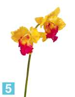 Искусственный цветок для декора Орхидея Каттлея крупная желто-розовая 42 см 2цв TREEZ Collection
