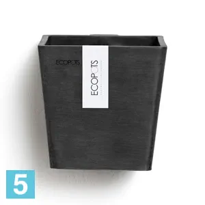 Кашпо настенное Ecopots Manhattan S, антрацит 15-l, 15-w, 15-h