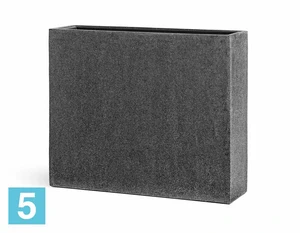 Прямоугольное кашпо TREEZ Effectory Stone Дивайдер, тёмно-серый камень 92-l, 25-w, 75-h