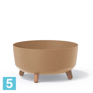Кашпо Prosperplast GRACIA Low ECO Wood, коричневое 38-d, 19,5-h