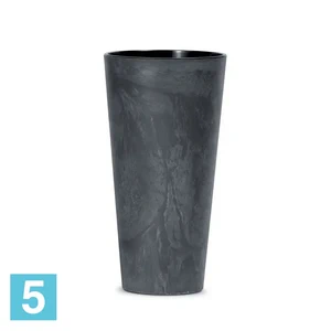 Кашпо Prosperplast TUBUS SLIM Beton Effect, антрацит 40-d, 76-h