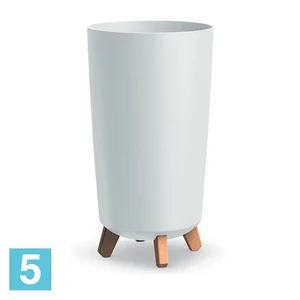 Кашпо Prosperplast GRACIA Tubus Slim, белое 23,9-d, 44,5-h