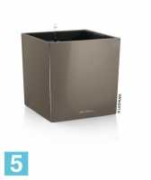 Кашпо с автополивом Lechuza Cube, серо-коричневое 50-l, 50-w, 50-h