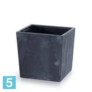 Кашпо Prosperplast URBI SQUARE Low Beton Effect, антрацит 29,5-l, 29,5-w, 29-h