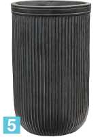 Кашпо Vertical rib, цилиндр, антрацит d-30 h-47 см