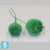 Яблоки искусственные, d-2.5/3.5, cм, зеленые, флокированные, 48 шт., на проволоке