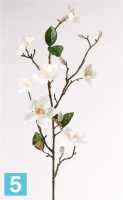 Искусственный цветок для декора Магнолия ветка 9dx90h белая (7 цветков + 10 почек + 6 листочков) в #REGION_NAME_DECLINE_PP#