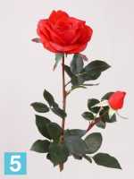 Искусственный цветок для декора Роза Sensitive Botanic "Элизабет" 85h красная (с бутоном)