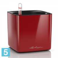 Кашпо с автополивом Lechuza Cubе Glossy, красное 14-l, 13,5-w, 13,5-h