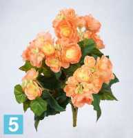 Искусственный цветок для декора Бегония цветущая 30h коралловая ( куст 9 цветков без кашпо) в #REGION_NAME_DECLINE_PP#
