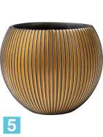 Кашпо Capi nature groove vase ball, черное, золотое d-17 h-14 см