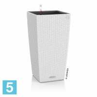 Кашпо с автополивом Lechuza Cubico Cottage, белое 30-l, 30-w, 56-h