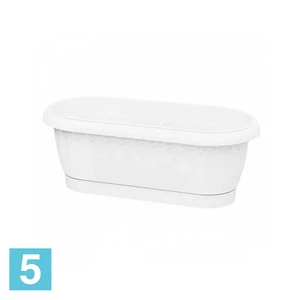 Кашпо Эльфпласт Флавия овальное с поддоном, белое 31,5-l, 13-w, 11-h