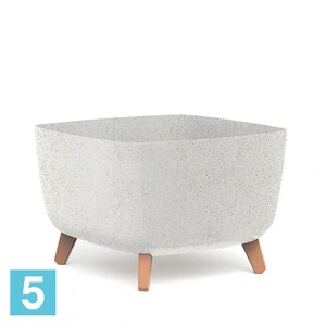 Кашпо Prosperplast GRACIA Square ECO Wood, белое 39-l, 39-w, 27-h