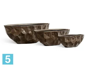 Кашпо TREEZ Effectory Metal Высокая лодка Design Сrumple, чернёная бронза 55-l, 27-w, 20-h