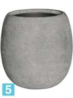 Кашпо Polystone coated plain, шар, сырое серое, со вставкой d-42 h-42 см