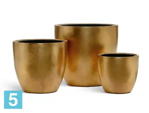 Кашпо TREEZ Effectory Metal Округлый конус, сусальное золото 50-d, 47-h