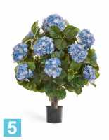 Искусственный цветок в горшке Гортензия куст Макси темно-голубой TREEZ Collection