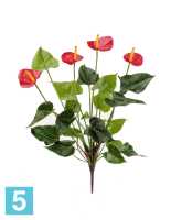 Искусственный цветок для декора Антуриум куст де люкс красный TREEZ Collection