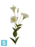 Искусственный цветок для декора Эустома (3 цветка 2 бутона) 85h бело-зеленая в #REGION_NAME_DECLINE_PP#