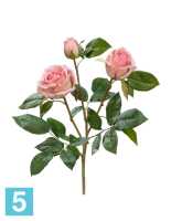 Искусственный цветок для декора Роза Флорибунда Мидл ветвь нежно-розовая TREEZ Collection в Москве
