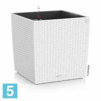 Кашпо с автополивом Lechuza Cube Cottage, белое 50-l, 50-w, 50-h