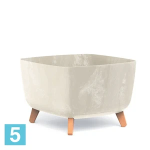 Кашпо Prosperplast GRACIA Square Beton Effect, кремовое 39-l, 39-w, 27-h