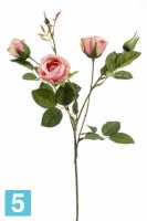 Искусственный цветок для декора Роза искуственная кустовая х3 60 см, розовая