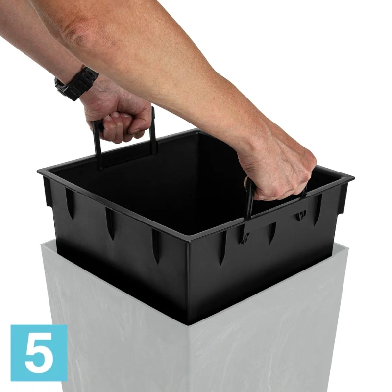 Высокое кашпо Prosperplast URBI SQUARE BETON, бетон 33-l, 33-w, 61-h