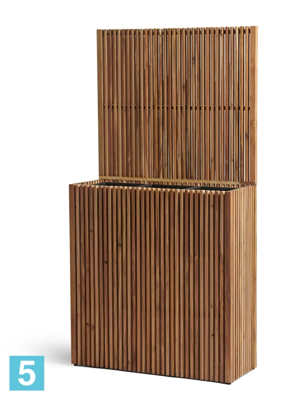 Кашпо TREEZ Effectory Timberline Высокий дивайдер со стенкой, тёмное дерево 86-l, 33-w, 165-h
