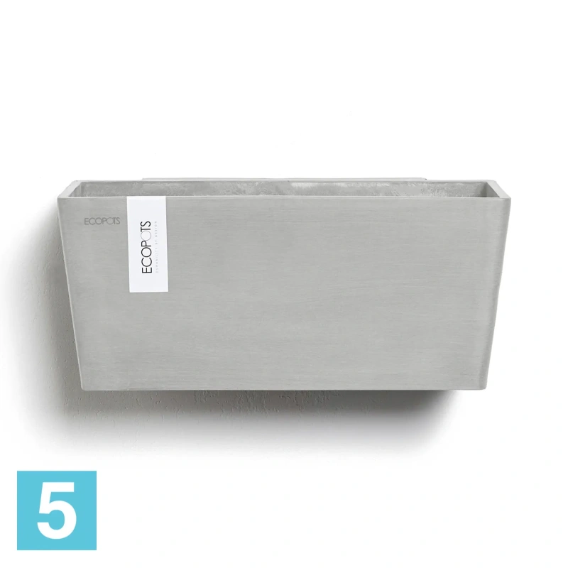 Кашпо настенное Ecopots Manhattan M, светло-серое 35-l, 15-w, 15-h