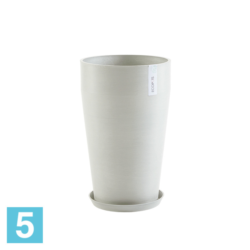 Высокое кашпо Ecopots Sankara-MH, светло-серое 35-d, 55-h