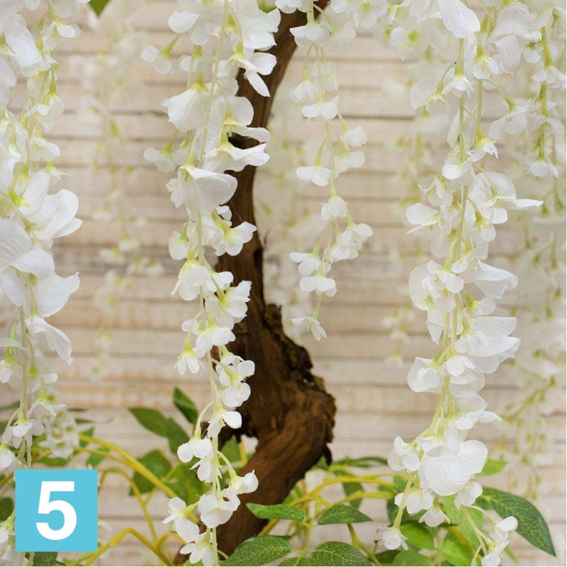 Глициния искусственная Alseed, вистерия, Королевская, белая, h-190  см.