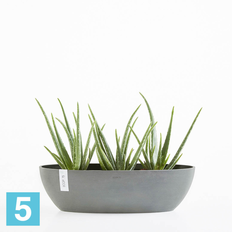 Настольное Кашпо Ecopots Sofia Long, серое 30-l, 13-w, 14-h