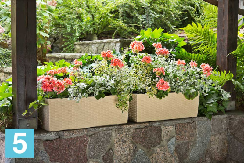 Кашпо Lamela Begonia Rattan, белое 56-l, 19-w, 19,5-h