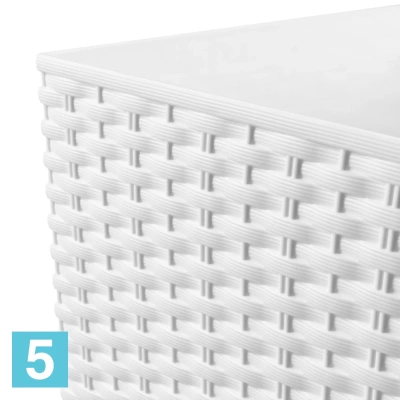 Высокое кашпо Prosperplast RATO SQUARE, белое 40-l, 40-w, 75-h