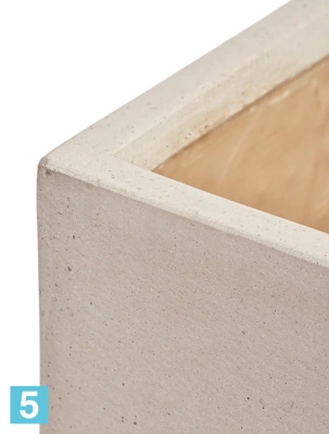 Кашпо TREEZ Effectory Beton Низкий прямоугольник, белый песок 100-l, 44-w, 45-h