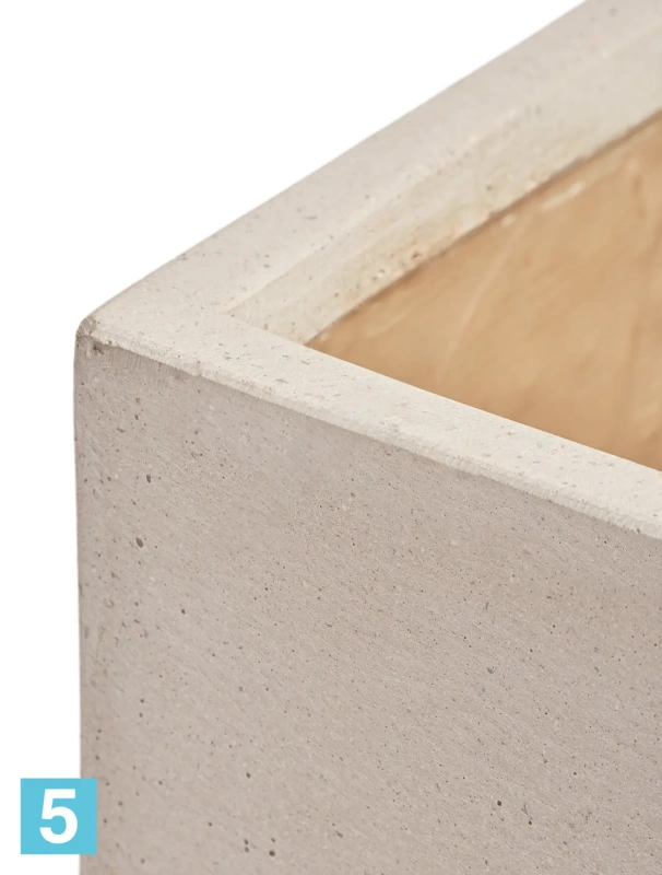 Кашпо TREEZ Effectory Beton Низкий прямоугольник, белый песок 100-l, 44-w, 45-h