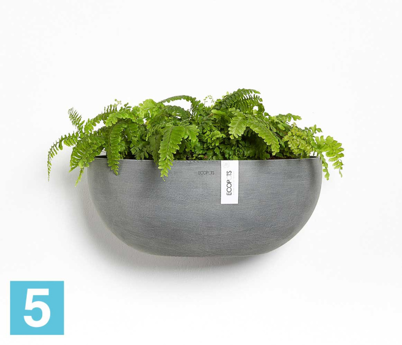 Подвесное кашпо Ecopots Sofia, серое 43-l, 25-w, 18-h