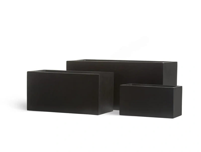 Кашпо TREEZ Effectory Black Stone Низкий прямоугольник, антрацит 100-l, 45-w, 45-h
